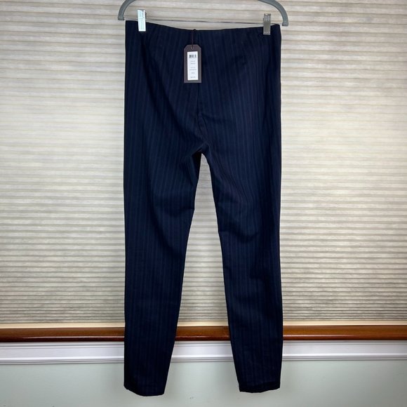 NEW - Marchesa Voyage Midnight Blue Mid Rise Striped Straight Pants Quite Luxury - Picture 3 of 14